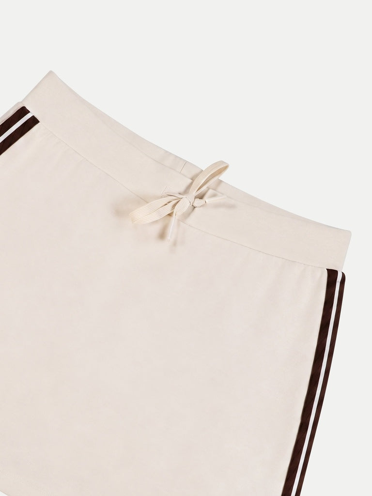 Nuoflexx Cream Striped High-Rise Skirt