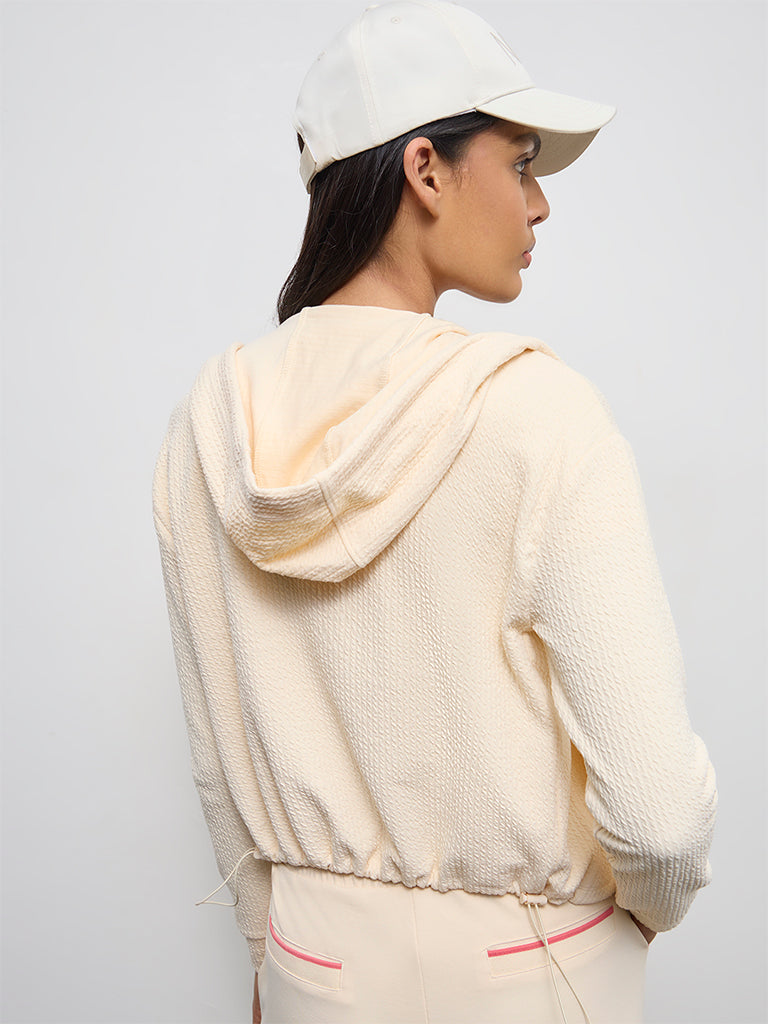 Nuoflexx Cream Textured Hooded Jacket
