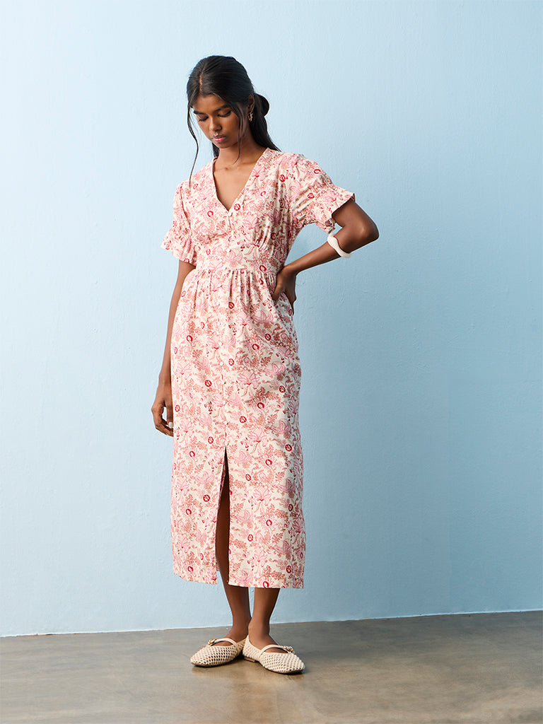 bombay paisley pink dress Buy Bombay Paisley Pink Floral Cotton A-Line Dress from Westside