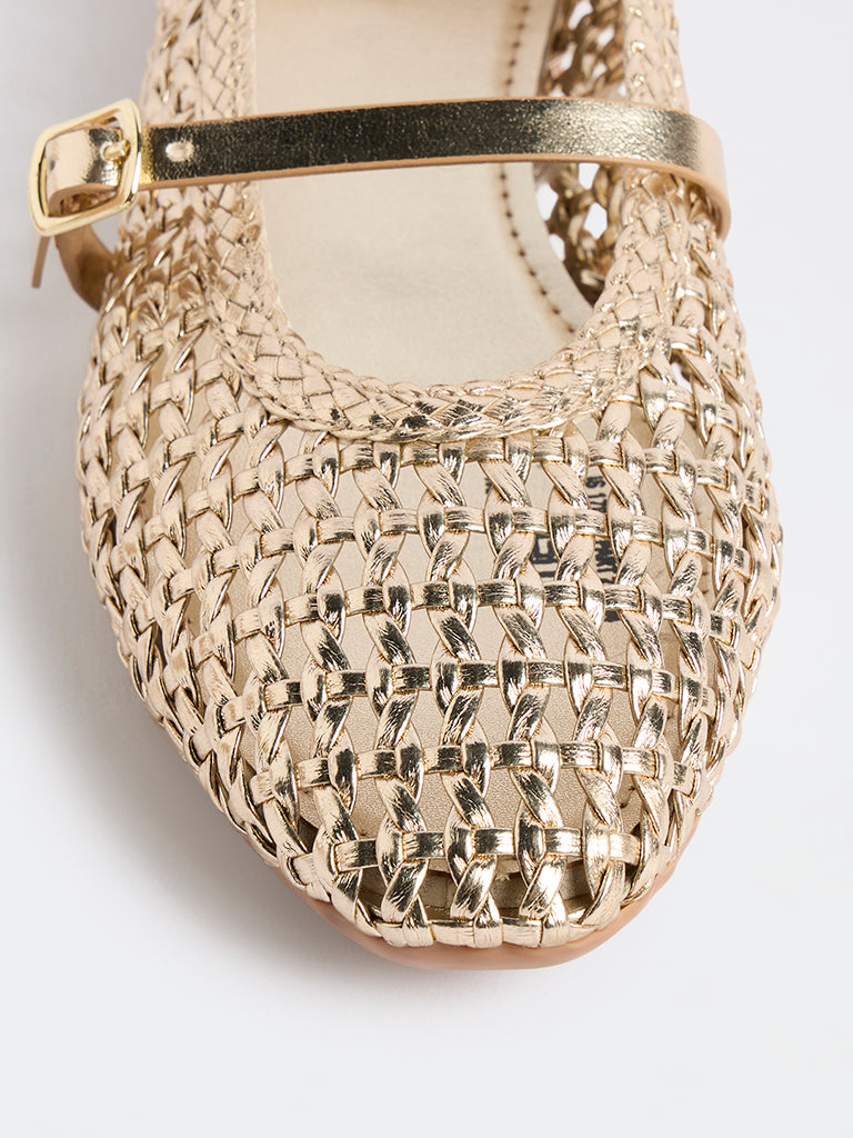 LUNA BLU Gold Mary Jane Shoes