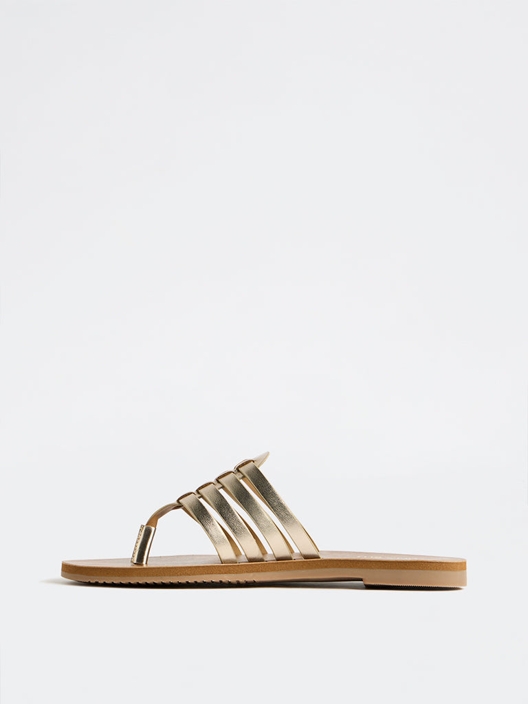 LUNA BLU Gold Multi-Strap Sandals