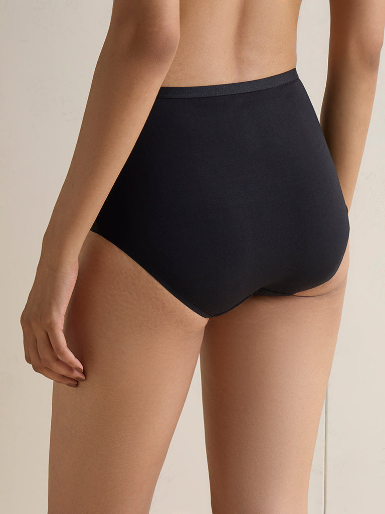 Wunderlove Dark Mauve Cotton-Blend Hi-Rise Briefs - Pack of 3