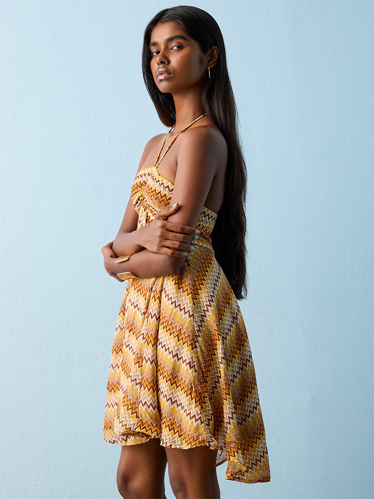 mustard a line dress Women's Mustard A-Line Georgette Dress Mustard / M main image 1