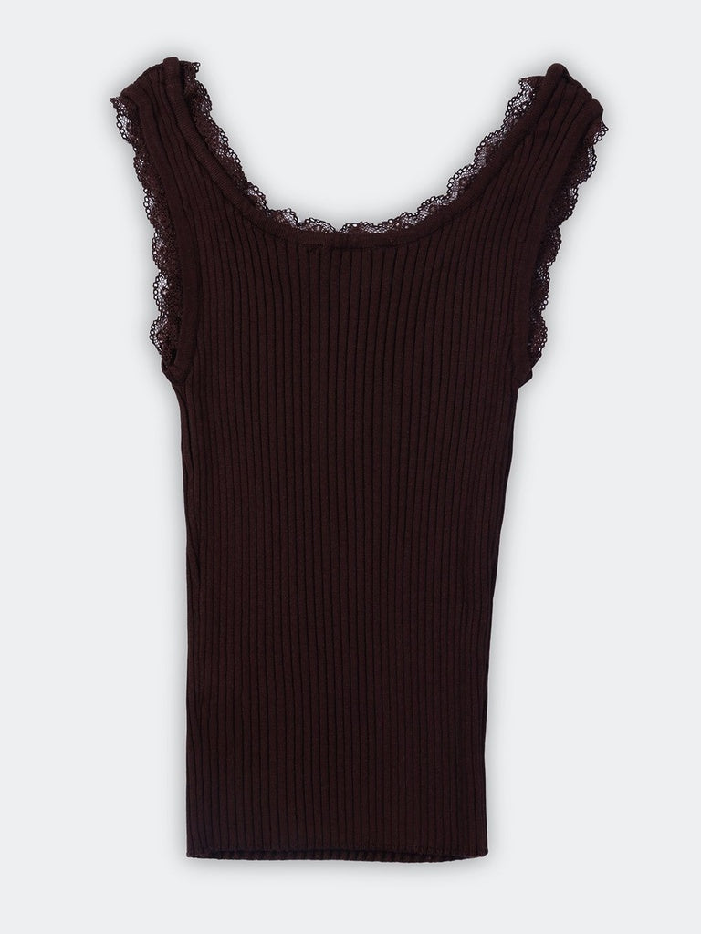 Nuon Brown Ribbed-Textured Tank Top