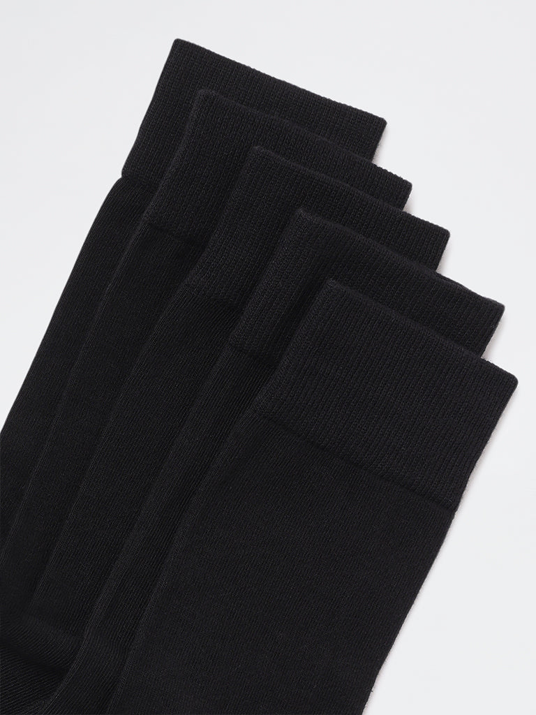 WES Lounge Black Colorblock Cotton-Blend Full-Length Socks - Pack of 5
