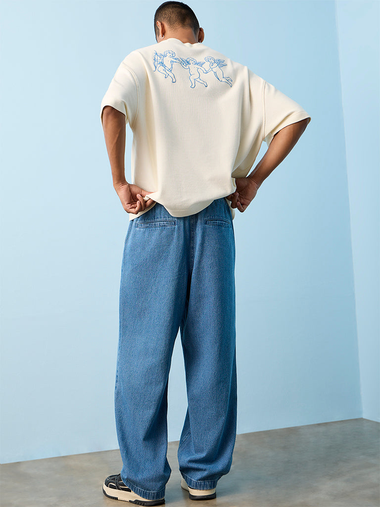 Nuon Blue Loose-Fit Mid-Rise Jeans