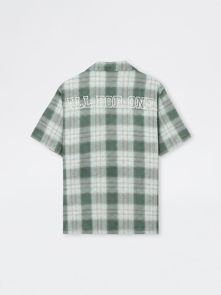 Nuon Green Checkered Relaxed-Fit Cotton Shirt