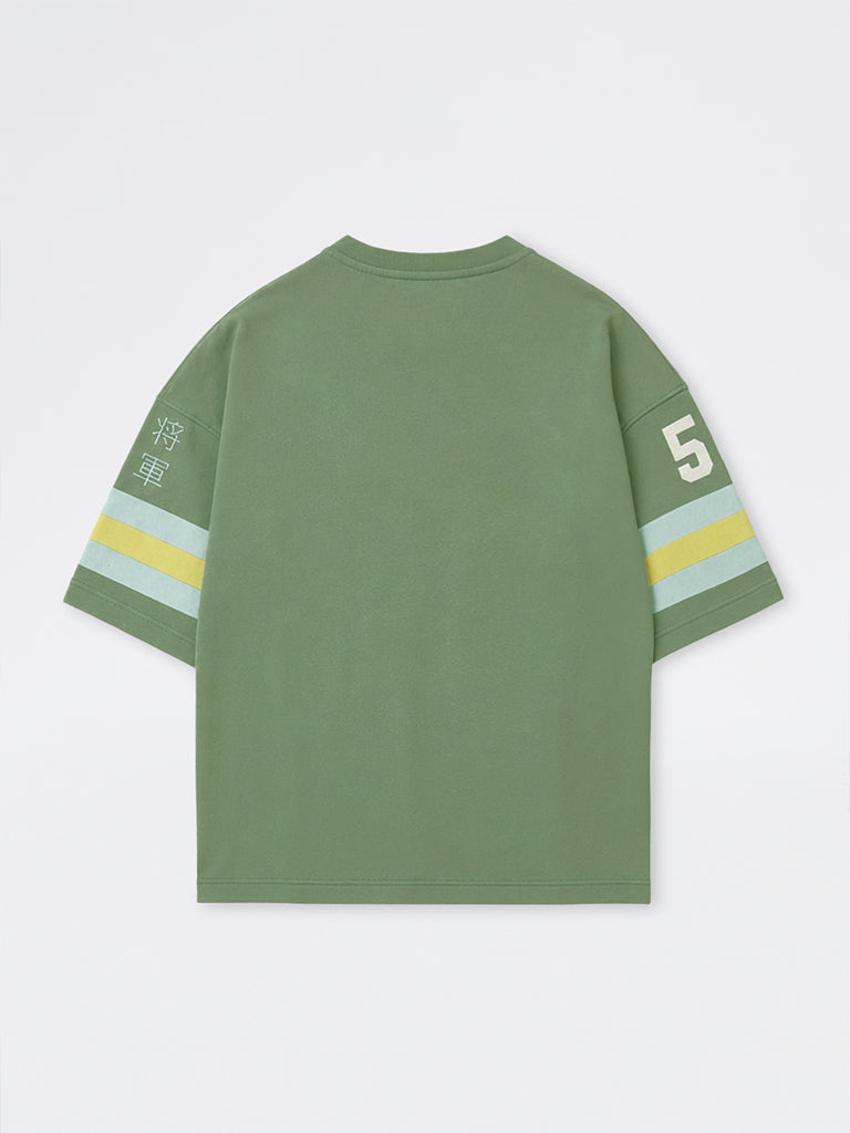 Nuon Green Printed Oversized Cotton T-Shirt