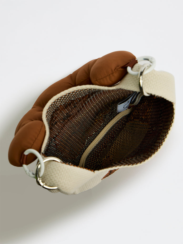 HOP Kids Girls Brown Knit-Textured Printed Sling Bag