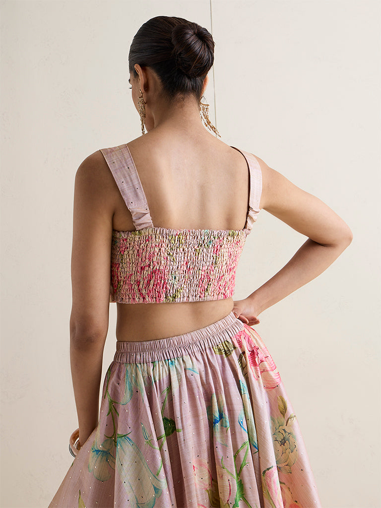 Vark Blush Pink Foliage Printed Blouse