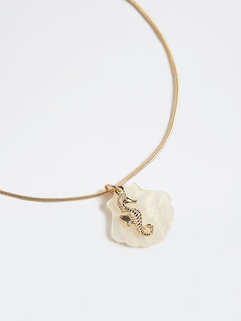 Westside Accessories Gold Chain Necklace with Seahorse Pendant