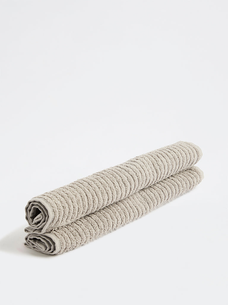 Westside Home Grey Knit-Textured Face Towels - Set of 2