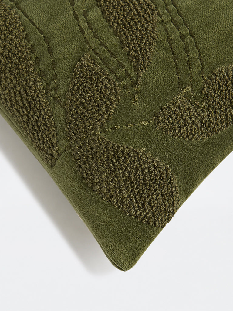 Westside Home Green Botanical Embossed Cushion Cover