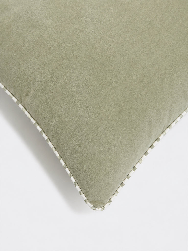 Westside Home Sage Piping-Detailed Velvet Cushion Cover