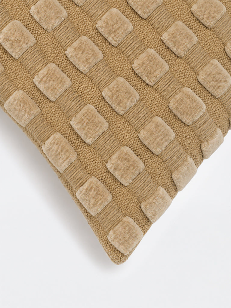 Westside Home Beige Checkered Texture Cushion Cover
