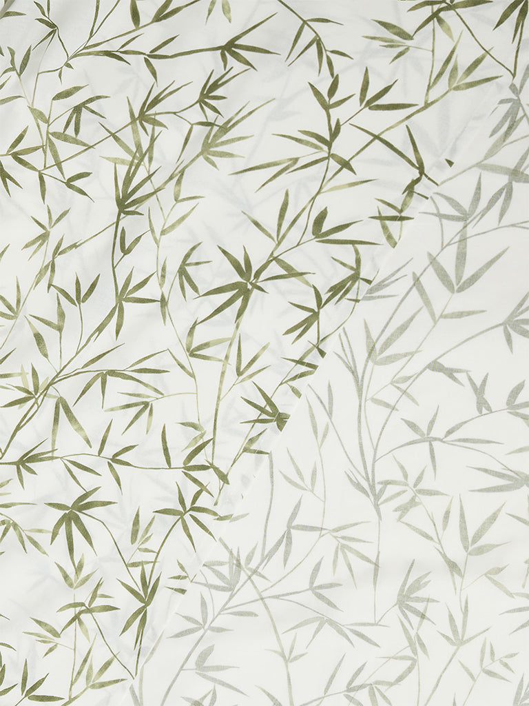 Westside Home Green Bamboo Leaves Printed Queen Bed Sheet Set
