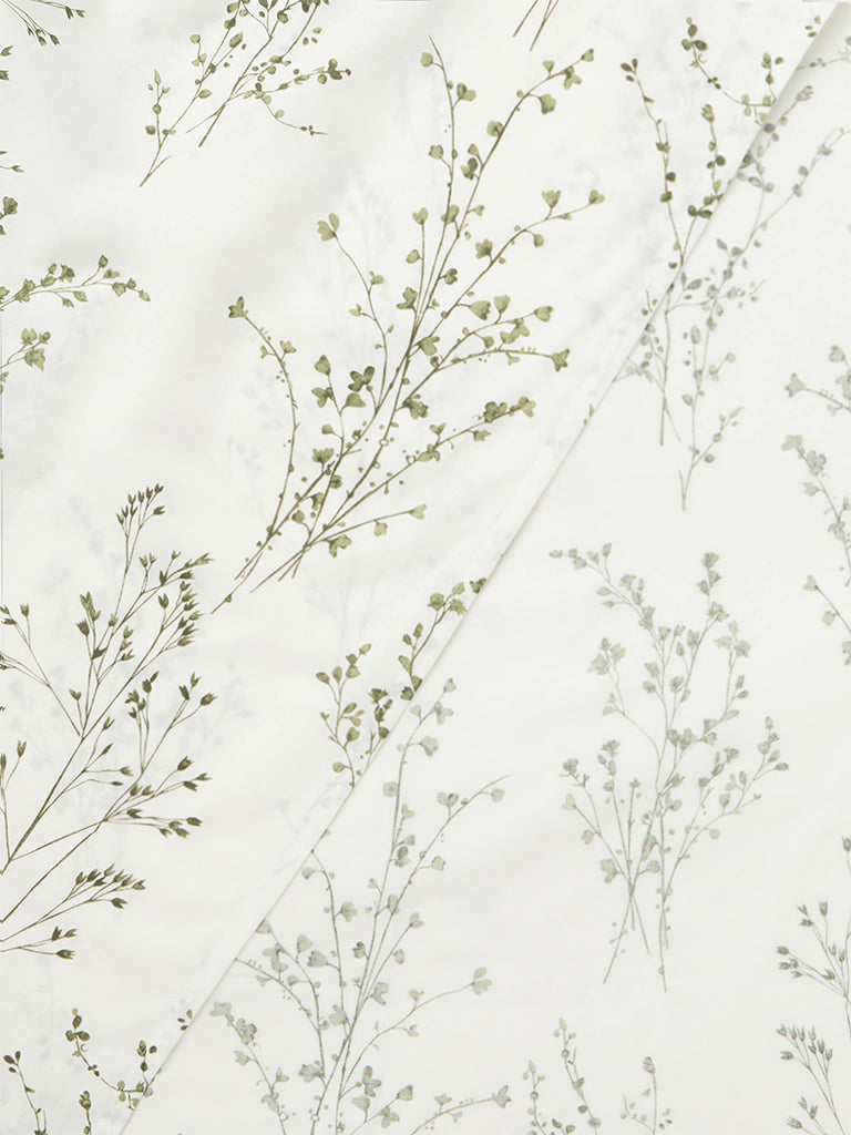 Westside Home Green Botanical Printed King Bed Sheet Set