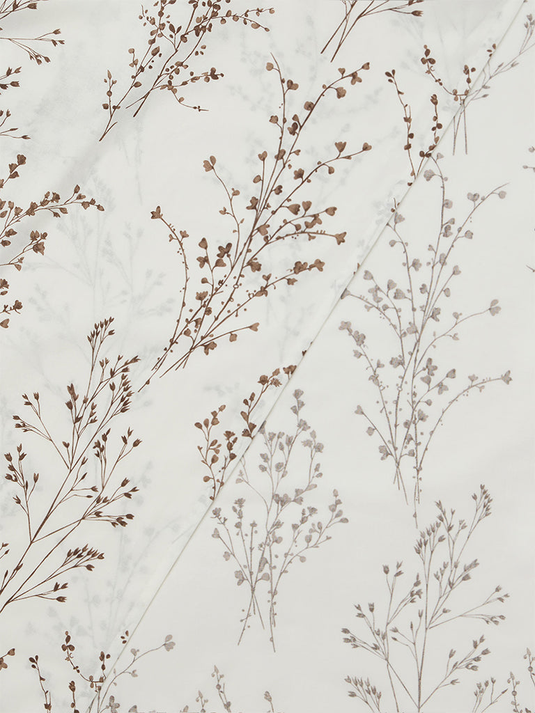 Westside Home Brown Botanical Printed Queen Bed Sheet Set