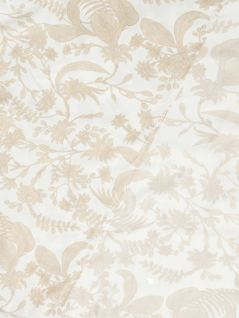 Westside Home Light Beige Foliage Printed Queen Bed Sheet Set