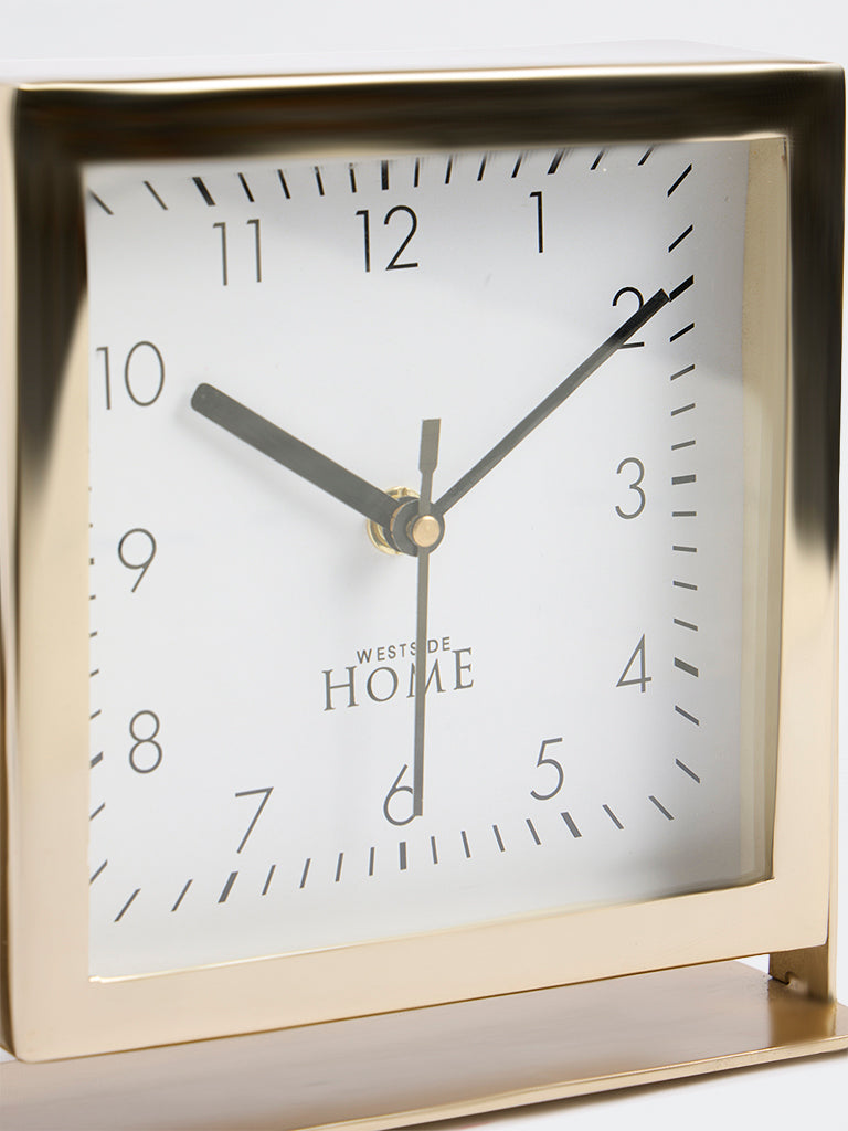 Westside Home Gold Metal Square Table Clock on Stand