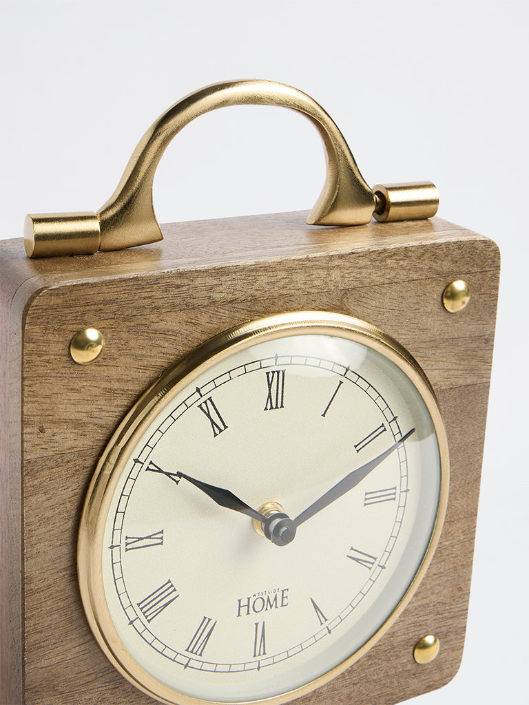 Westside Home Brown Wooden Square Clock