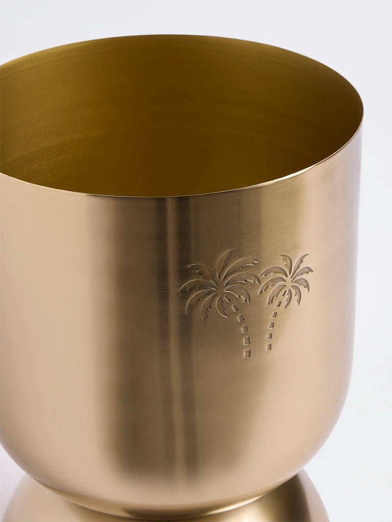 Westside Home Gold Metal Palm Tree Embossed Planter