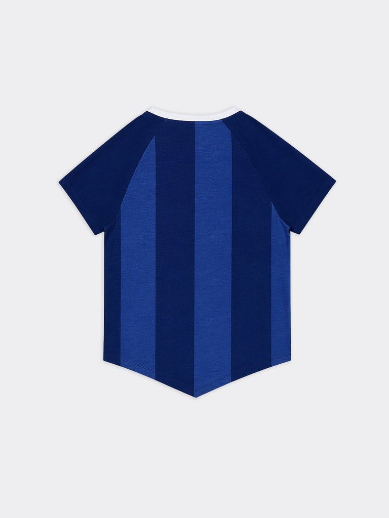 Nuon Blue Text Printed Cotton T-Shirt
