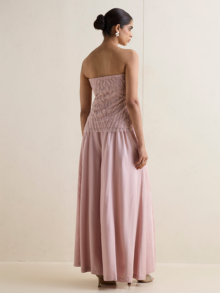 Vark Blush Pink Solid Palazzos