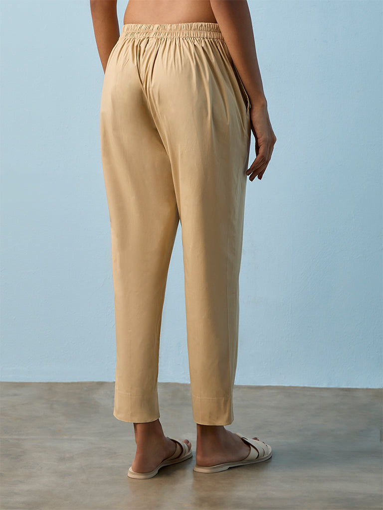 Utsa Beige Solid Pants