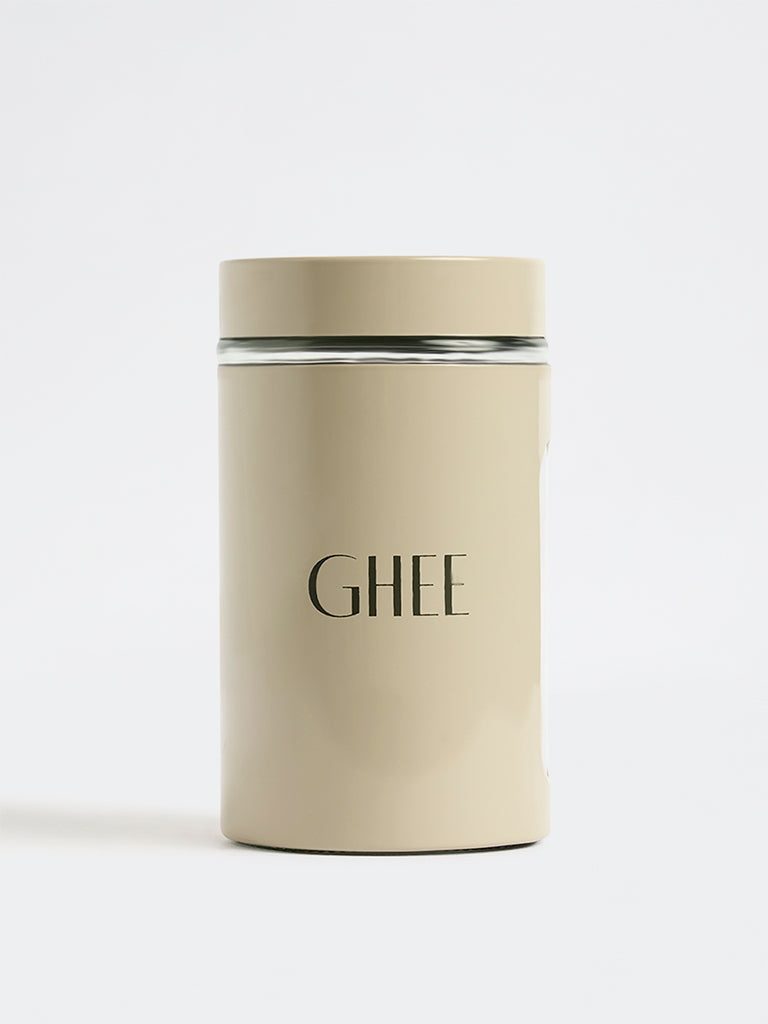 Westside Home Light Beige Ghee Glass Container with Lid