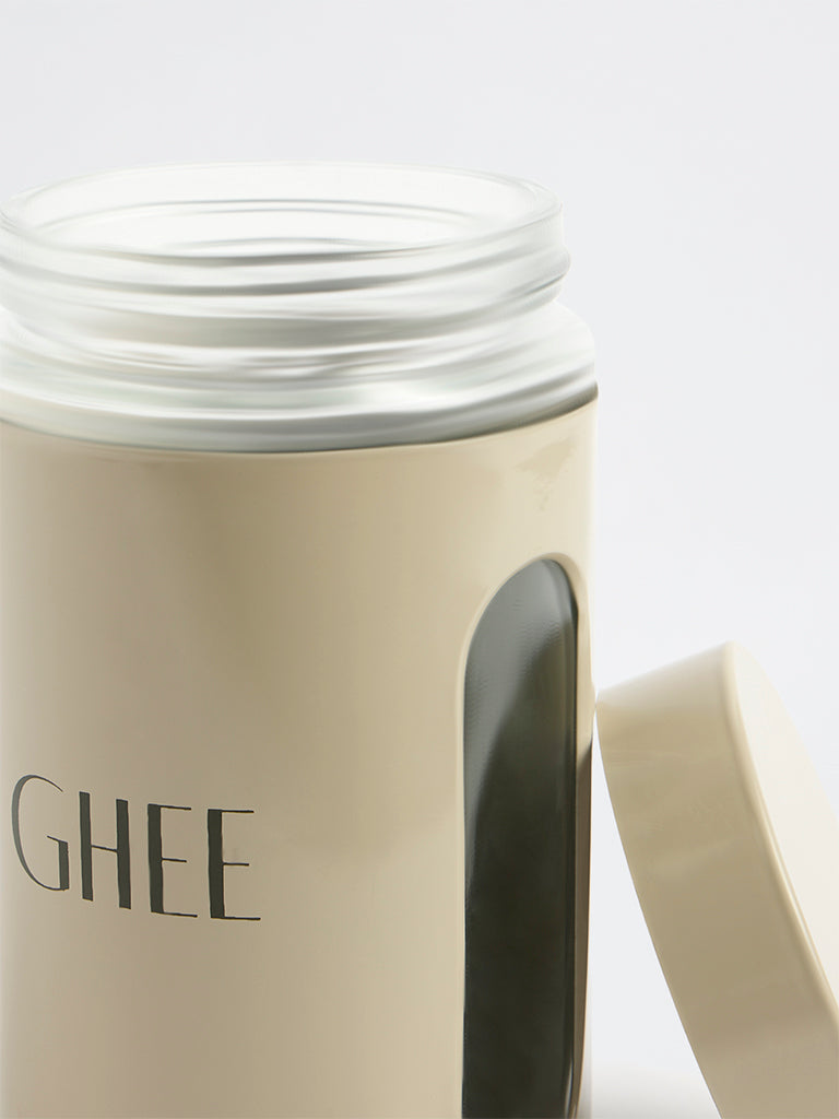 Westside Home Light Beige Ghee Glass Container with Lid