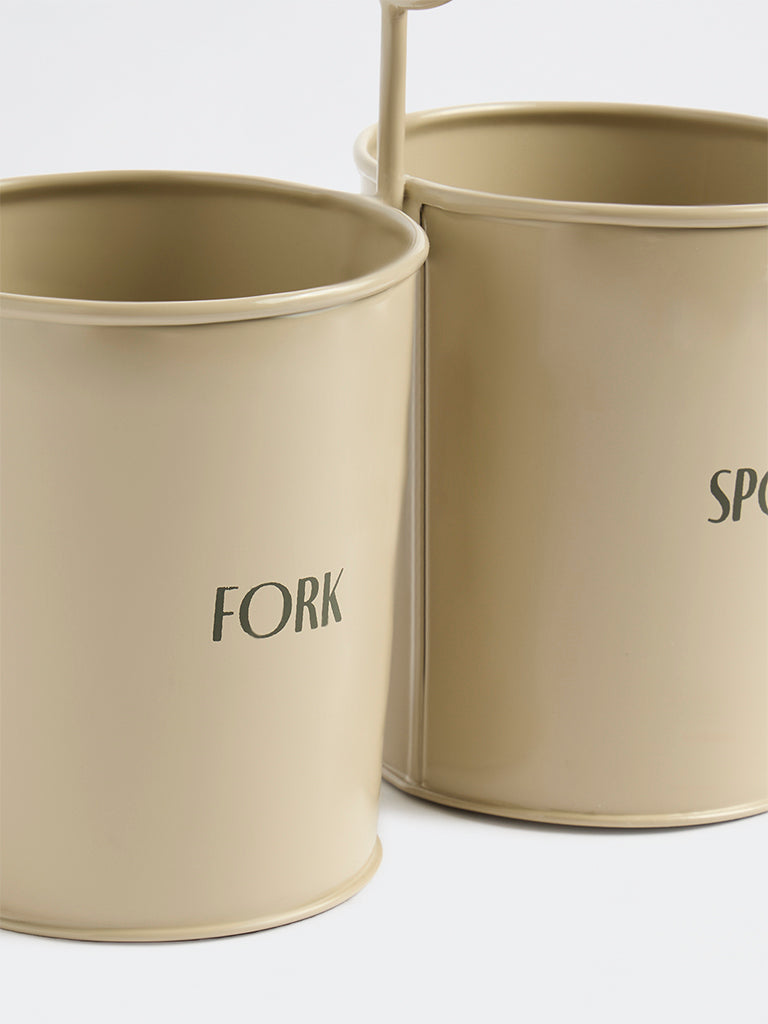 Westside Home Light Beige Fork and Spoon Cutlery Holder