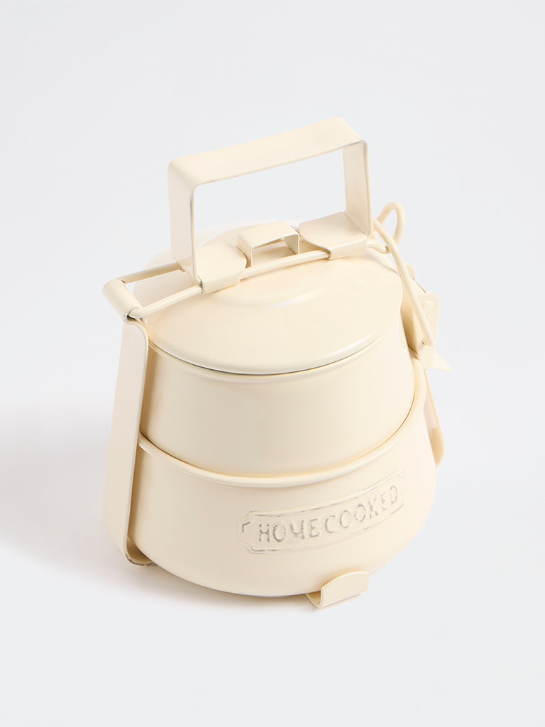 Westside Home Ivory Victorian Style Two-Tier Lunch Box