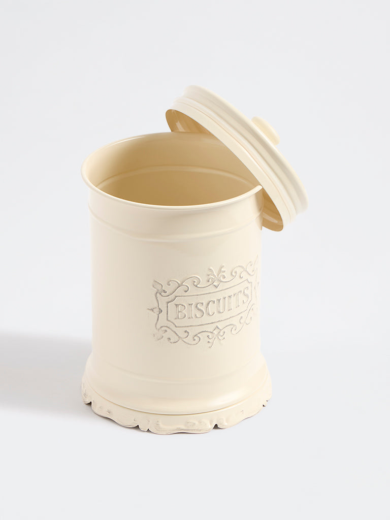 Westside Home Ivory Victorian Style Biscuit Jar with Lid