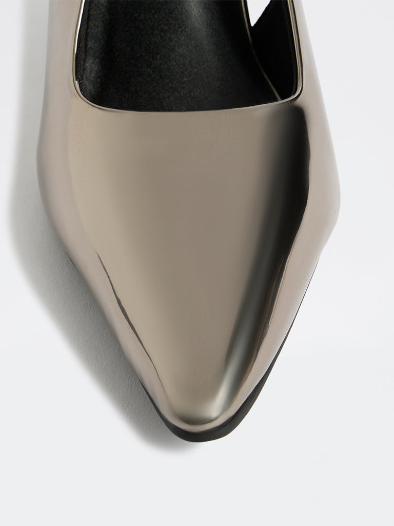 LUNA BLU Silver Slingback Stiletto Heel Shoes