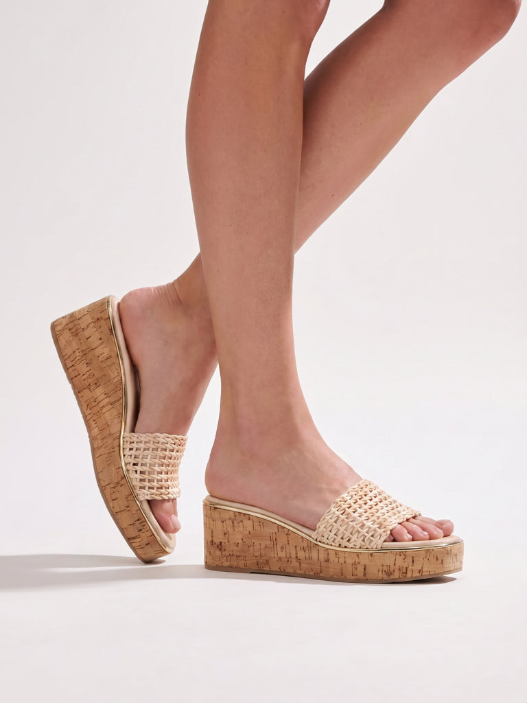 LUNA BLU Ivory Wedge Heel Sandals