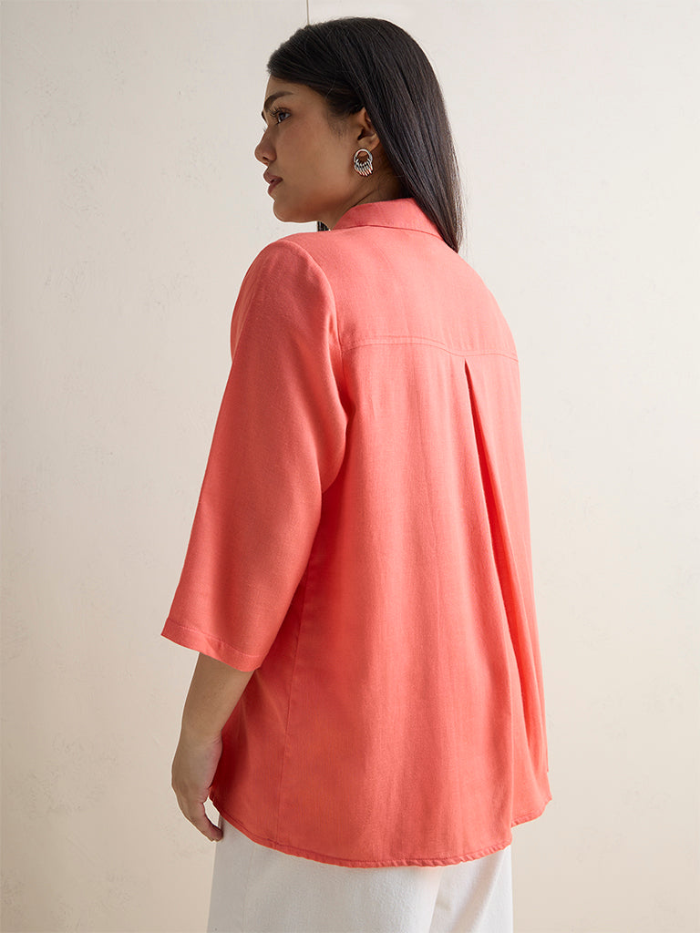 Gia Coral Floral Embroidered Shirt