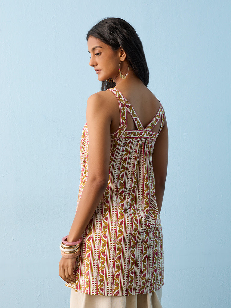 Utsa Multicolour Botanical Pattern Cotton Top