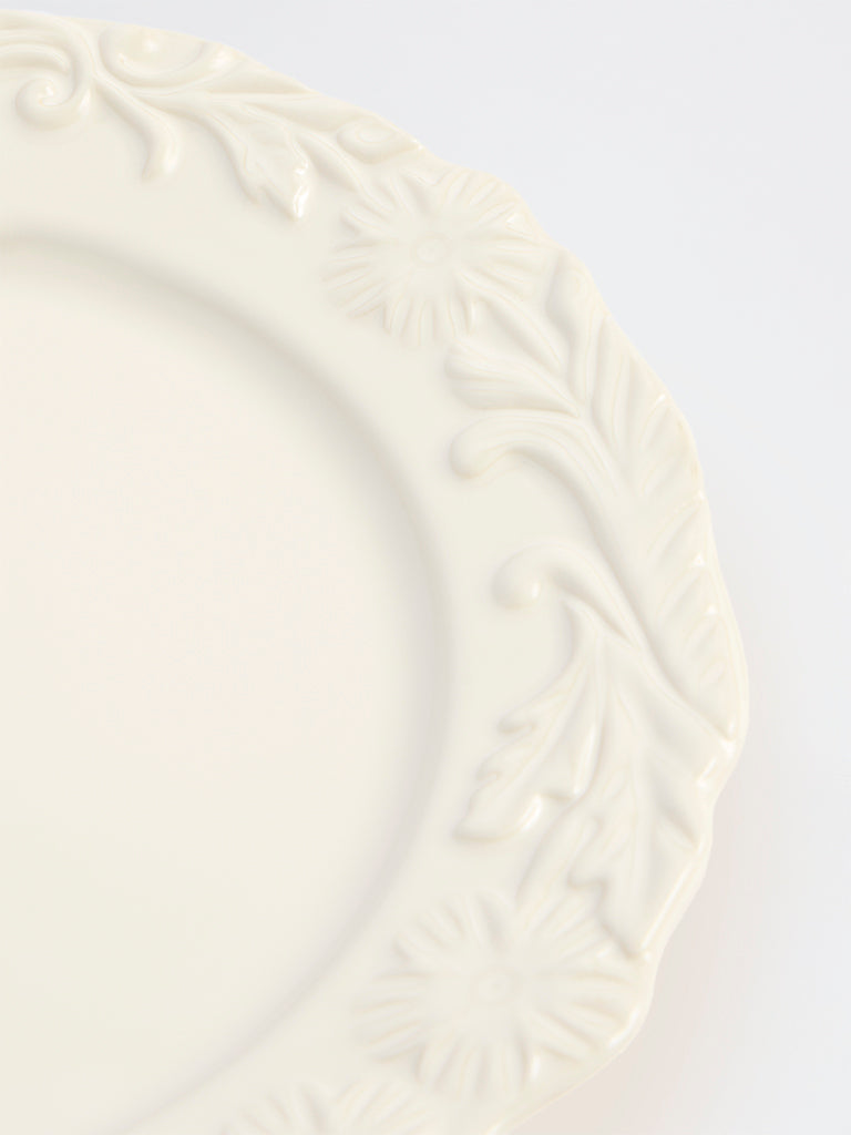 Westside Home Off-White Floral Design Dinner Plate