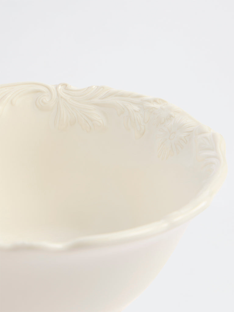 Westside Home Off-White Floral Design Large Bowl