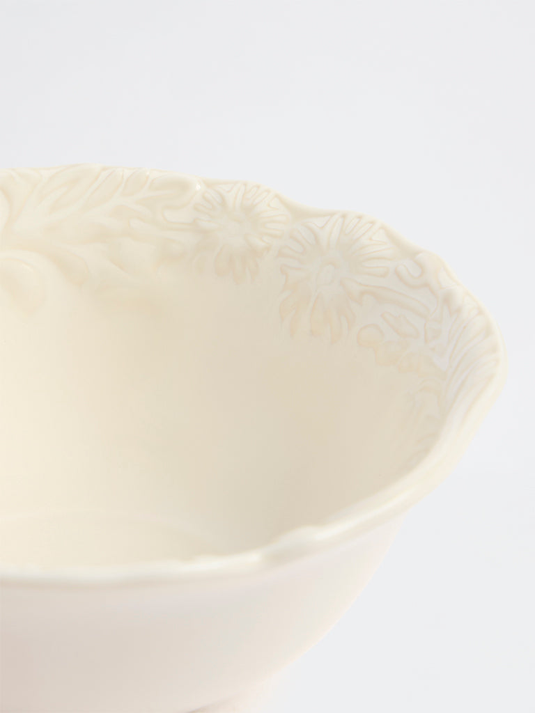 Westside Home Off-White Floral Design Small Bowl