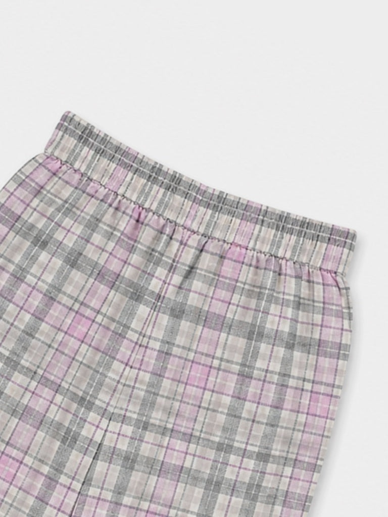 Superstar Grey Checkered High-Rise Cotton Shorts