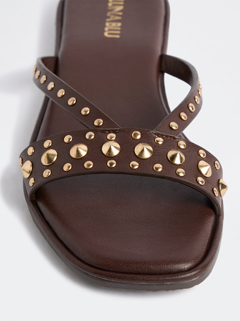 LUNA BLU Dark Brown Slides