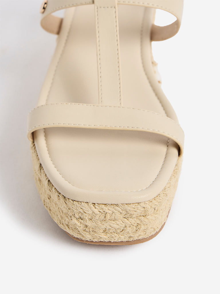 LUNA BLU Ivory Wedge Heel Sandals