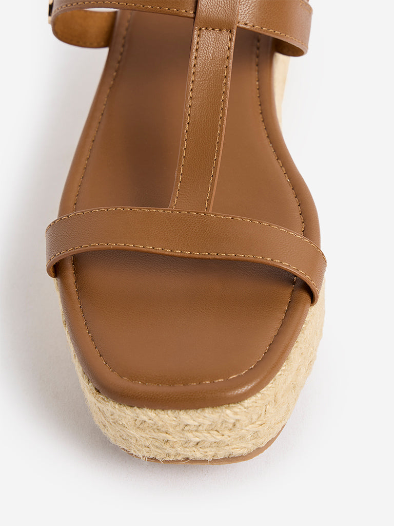 LUNA BLU Brown Wedge Heel Sandals