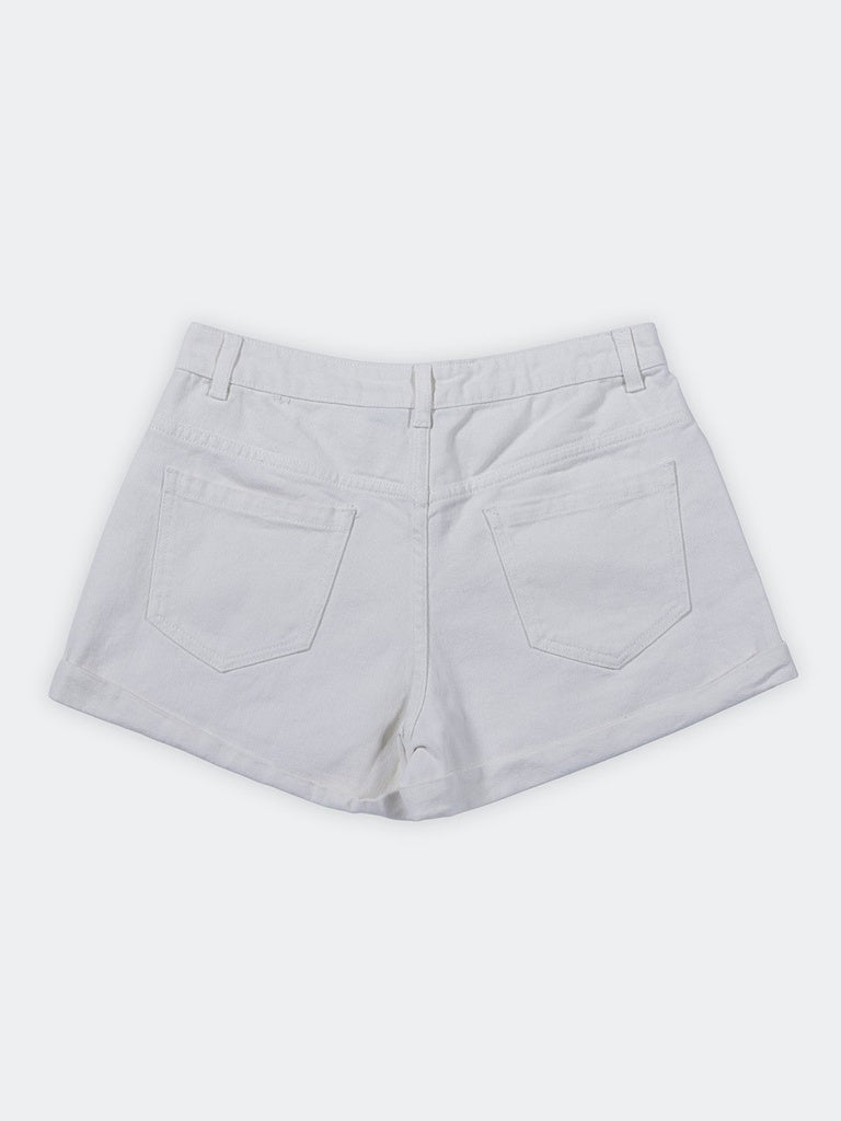Nuon White High-Rise Denim Shorts