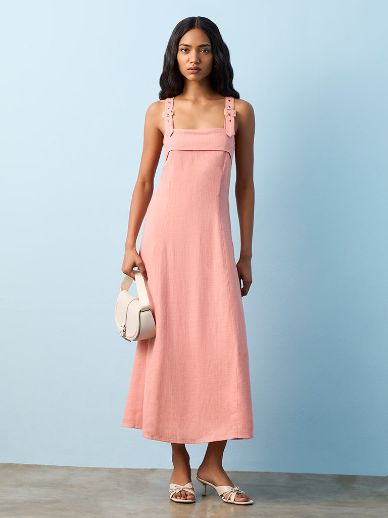 Buy LOV Dusty Pink Solid Linen-Blend A-Line Dress from Westside Buy LOV Dusty Pink Solid Linen-Blend A-Line Dress from Westside