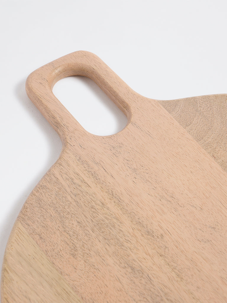 Westside Home Beige Text-Detailed Wooden Round Chopping Board