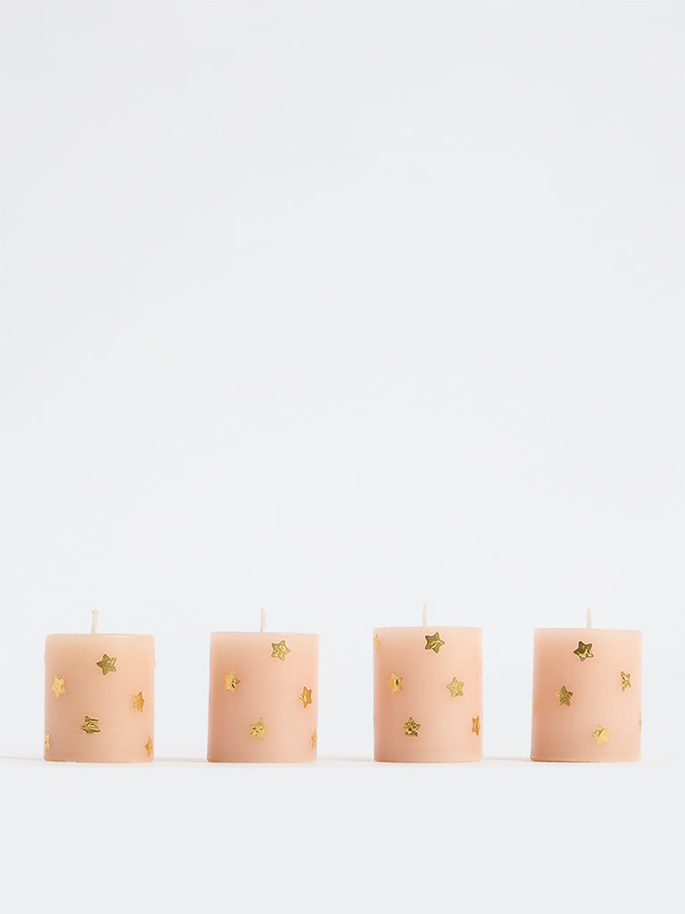 Westside Home Pink Star Design Votive Candle - Pack of 4