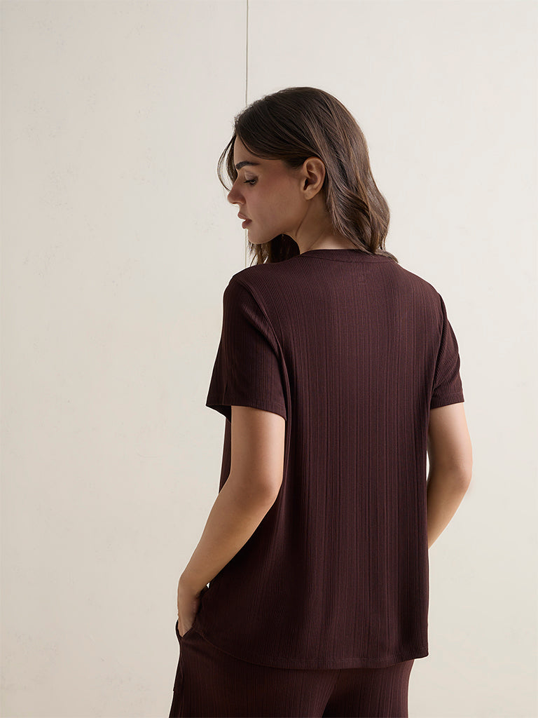Wunderlove Brown Ribbed Top